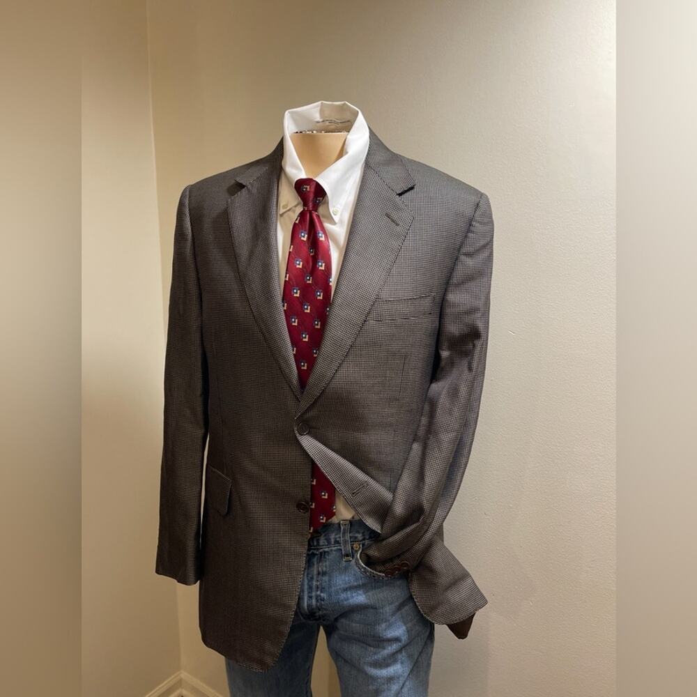 CANALI Geometric 2 button Blazer Sport Coat Jacket 42R black design double vent